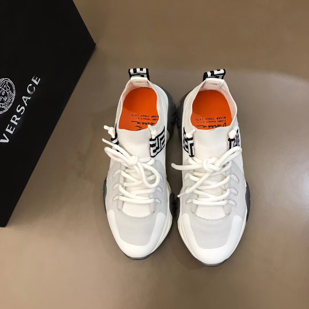 Versace squalo knit trainers in white – Shop